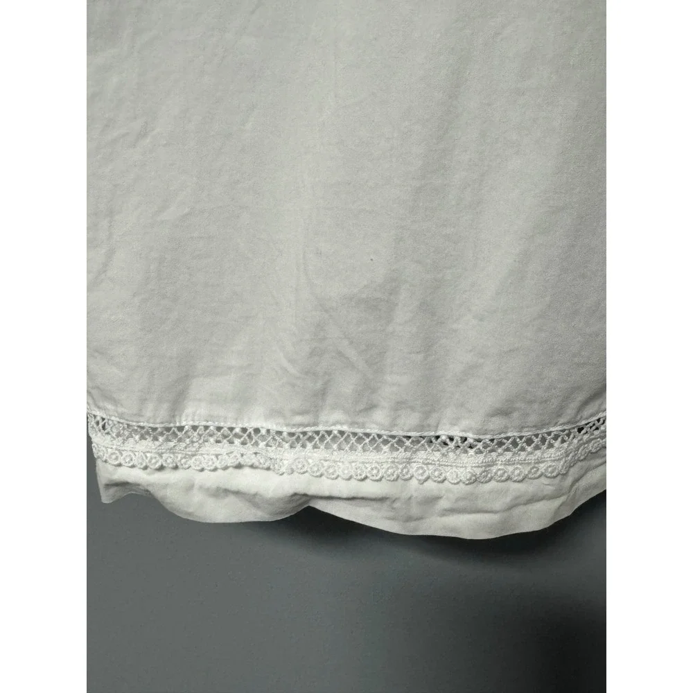 J.Crew‎ White Cotton Lace Trim Ruffle Sleeve Broderie Anglaise Blouse Top M